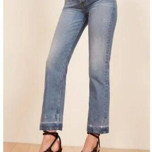 Reformation Cynthia High Rise Relaxed Jeans 25 Antigua Wash Blue Straight Button